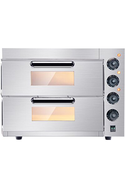 Five Stars Llchaensc Tabletop 2-Tier Commercial Stainless Steel Electric Pizza Oven with Timer