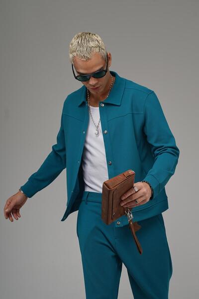 king brich Regular Fit Snap Closure Jacket Pants Bottom Top Set