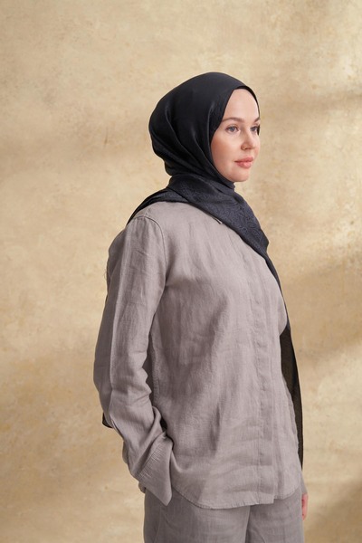 ARMANDA Jose Jakar Ethnic Pattern Shawl - Anthracite