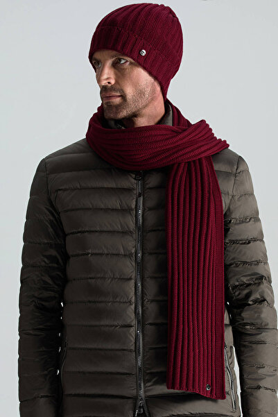 Hemington Örgü Desenli Bordo Merino Yün Su İtici Bere