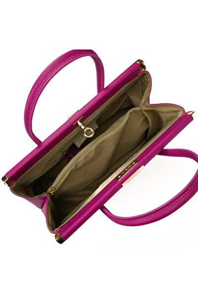 Posete Fagaras Jennifer Leather Purse - Fuchsia, Genuine Leather Office Bag, Handbag, Bags