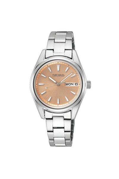 Seiko Women's Dress Quartz Watch - Salmon / Stainless Steel / 29.8 mm