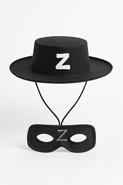 TOYFEST Zorro Children's Costume Set Hat and Mask with Letter Z Hero Accessory Party Toy - (Ages 6-12)