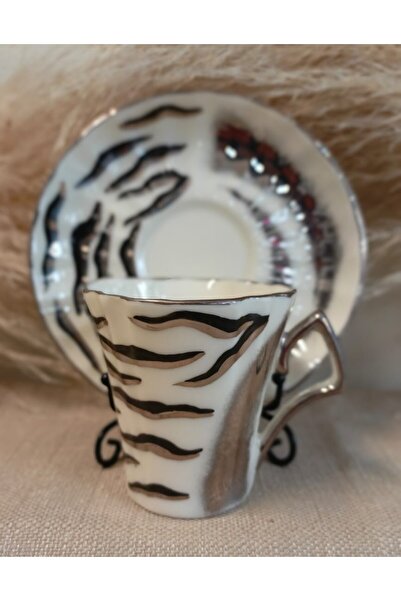 BY.RAYKA PORSELEN El Dekor Nera Demet Porcelain El Boyama 2-Piece Coffee Cup