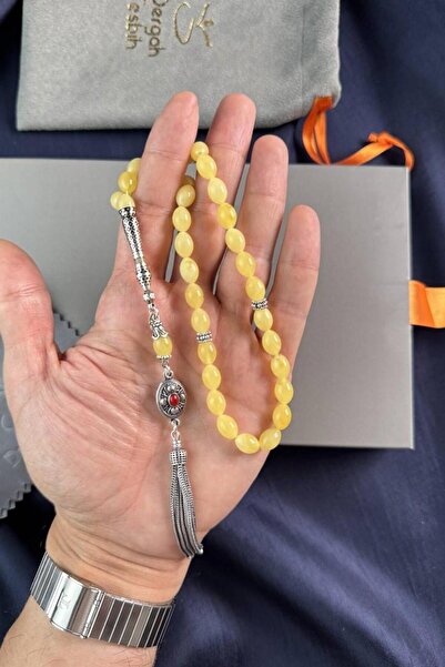 dergah tesbih Wrist-Length Nakkaş İmame Silver Design Drop Amber Prayer Beads (Amber), (Drop Amber Prayer Beads)