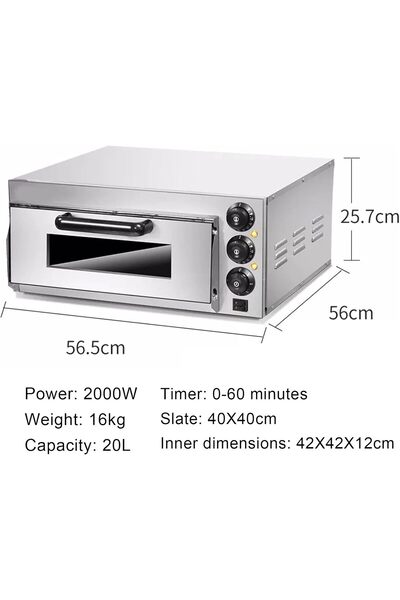 Five Stars Llchaensc Electric Countertop Pizza Oven 20L with Adjustable Temp & 0-60 Min Timer