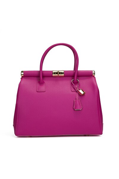 Posete Fagaras Jennifer Leather Purse - Fuchsia, Genuine Leather Office Bag, Handbag, Bags