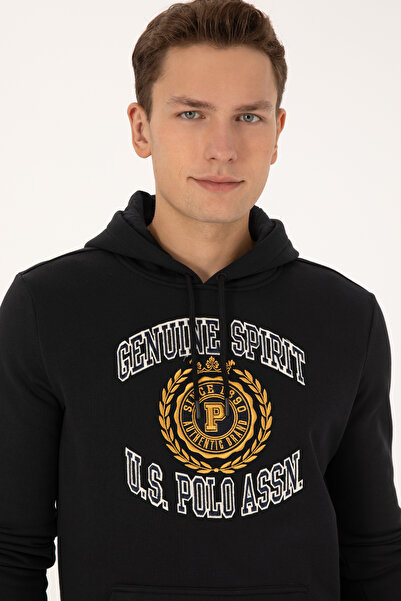 U.S. Polo Assn. Men's Regular Fit Hooded Fleece-Lined Black Sweatshirt 50308999-Vr046