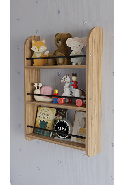 alpaevmobilya Montessori Çocuk Duvar Kitaplık Rafı | Çocuk Odası Kitap ve Oyu...
