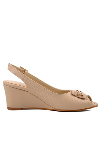 ZENGEZUR MALL Lvsqvr Mamba Beige Leather Wedge Heel Shoes (114003) (Size: 36)