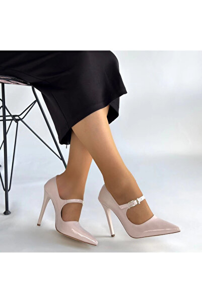 ZENGEZUR MALL Lvsqvr Tiej Beige Patent Leather Stiletto Shoes (112535) (Size: 37)