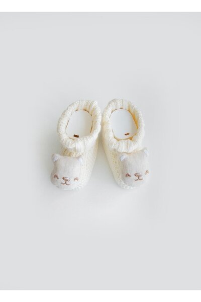 kitikate Organic Knitwear Figured Booties Natural Raccoon