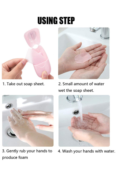 EHOME 1 Box 50 Sheets Mini Portable Travel Soap Paper Sheets Disposable for Outdoor, Camping Hiking (Blue)