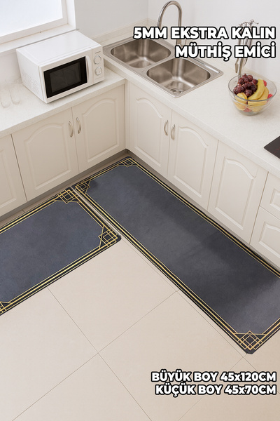 Destpak 2 ADET Su Emici Paspas Seti - 45x120 ve 45x70 cm - 5mm Kalınlık EKSTR...