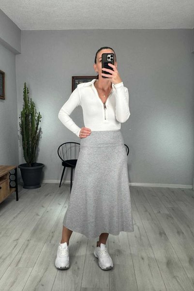 lady special ZRA Selanik Kumaş Bel Korsajlı Etek