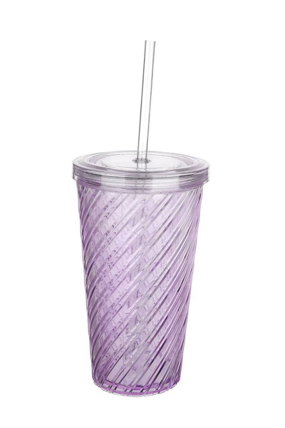 ELDİPA 600 ml Twister Patterned Cold Drink Cup Non-Bending Tumbler with Straw Coffee Smoothie Detox Cup