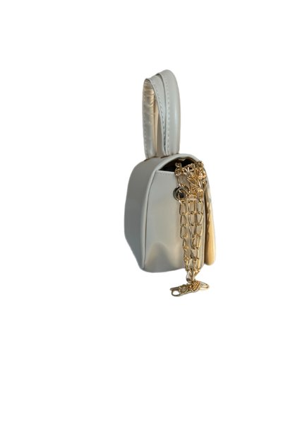 VELLA BAG Cream Colored Mini Chain Hand and Shoulder Bag