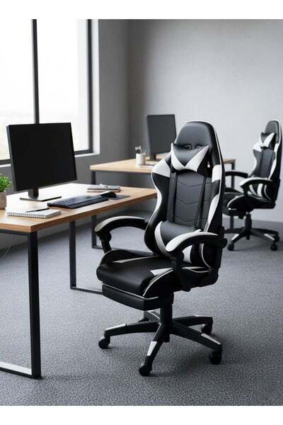 AGD Office & Gaming Chair — High-Back Reclining Swivel with Armrests, Footrest, Headrest & Lumbar