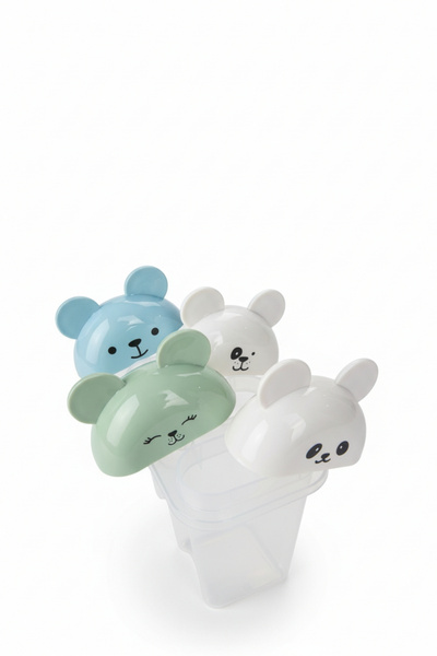 ELDİPA 4-Piece Figured Ice Cream Mold Set Children's Ice Mold Smoothie Fruit Yogurt Ice Cream Container