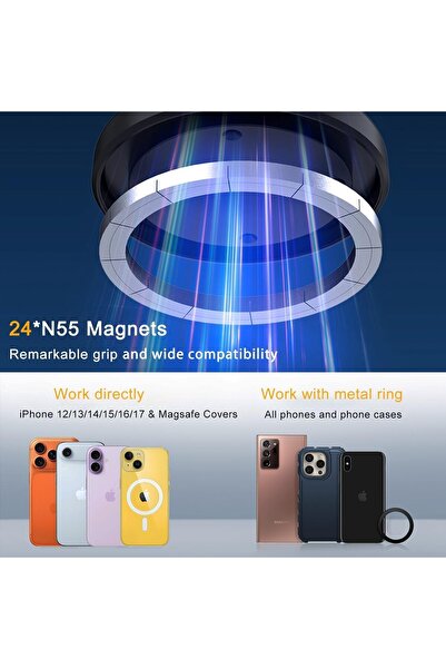 AutoFamily Magnetic Car Phone Holder | 360° Adjustable Dashboard Mount (AF10 - Silver)