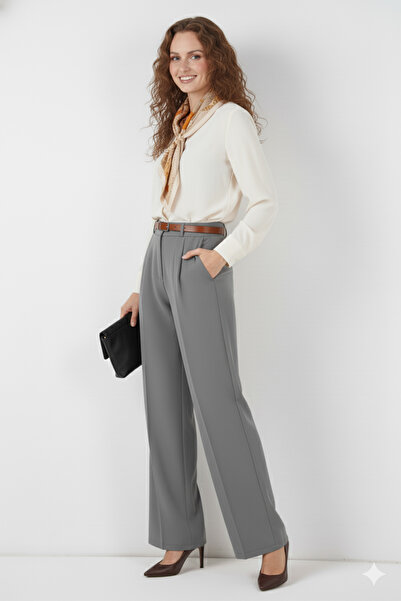 benguen Belted Hijab Pants 6696 Gray