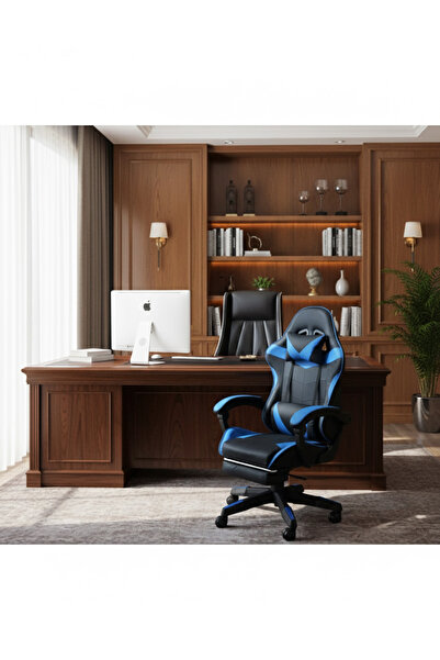 AGD Office & Gaming Chair with Armrests and Footrest, High-Back Reclining Swivel Chair with Headrest