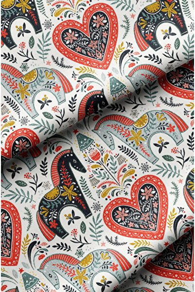 CANİLA Pop Patterned Horse Moifli Digital Printed Upholstery Sofa Fabric. Babyface Cotton Lined Rasel Fabric