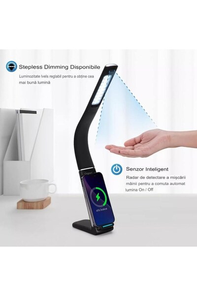 arvada Stylus Light SML TX75 LED Desk Lamp, 10W Wireless Charging, USB 5V/2.1A, Eye Protection