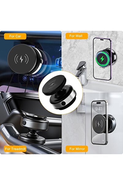 AutoFamily Magnetic Car Phone Holder | 360° Adjustable Dashboard Mount (AF10 - Silver)
