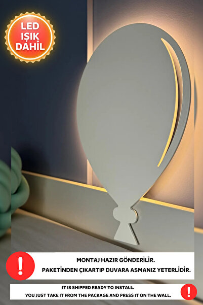 Dekorvin 1 Adet Balon Işık Gece Lambası Bebek Çocuk Odası Duvar Dekorasyonu A...