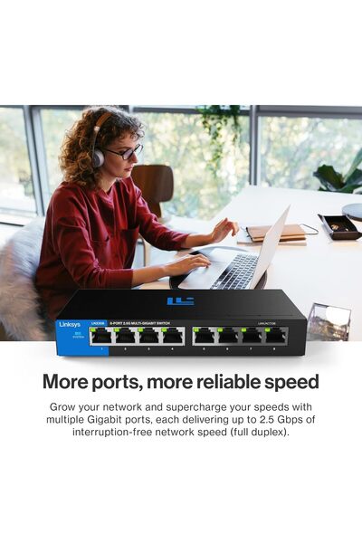 Linksys 8-Port, 2.5G Multi-Gig Unmanaged Switch | Energy-Efficient Ethernet, LN2308-KE