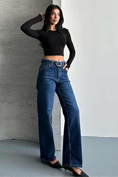 macharel jeans D74 Wide Leg Jeans with Belt Palazzo Pants