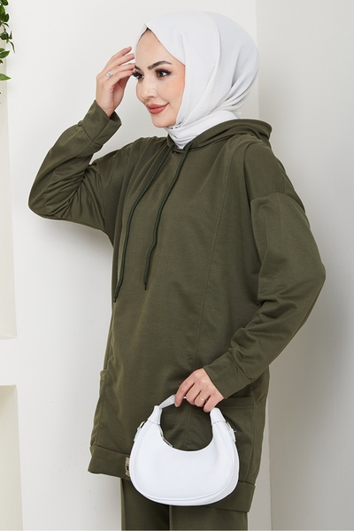 Bestenur Double Pocket Hooded Double Suit 1663 - Khaki