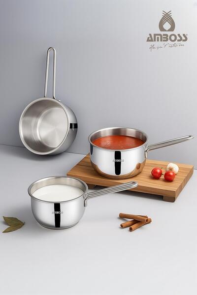 Amboss Vento Steel Induction Base 3-Piece Milk Pot Set 12-14-16 cm
