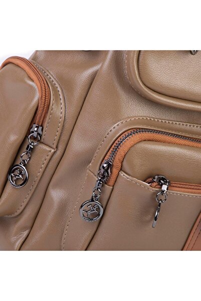 Nas Bag Women's Multi-Compartment Large Size Backpack Mink Brown