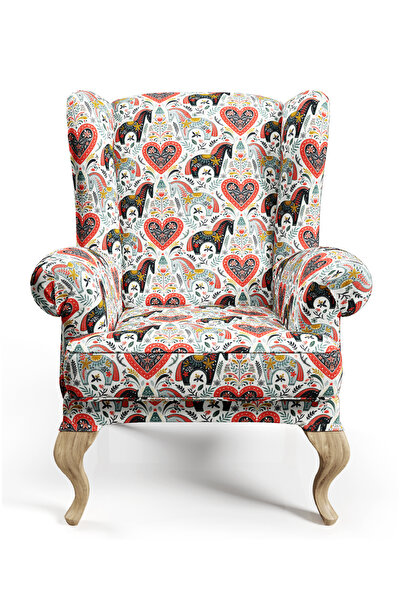 CANİLA Pop Patterned Horse Moifli Digital Printed Upholstery Sofa Fabric. Babyface Cotton Lined Rasel Fabric