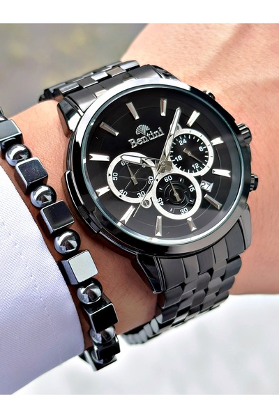 Bentini ساعة يد رجالية – وظيفية، سلك فولاذي، مقاومة للماء، ضمان لمدة عامين