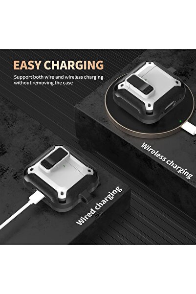 Yelajoy for Airpods Pro3 Case with Lock Clip,TPU Rugged Material Shockproof,with Carabiner&Cleaner kit,White