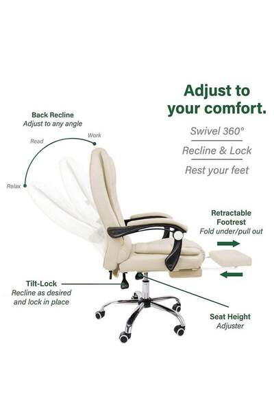 ZUIHAO Back Ofiice Chair Adjustable PU Leather for Gaming Office or Students