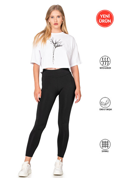 ÖZKAN underwear Özkan 27682 سروال نسائي من قماش الإنترلوك L قماش قابل للتمدد ذو خصر عالٍ ومرن ومريح وطويل