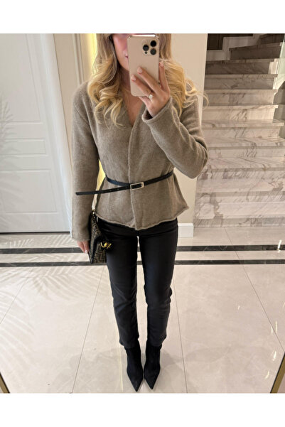 My Blog Light Mink Belted Cardigan - 241084