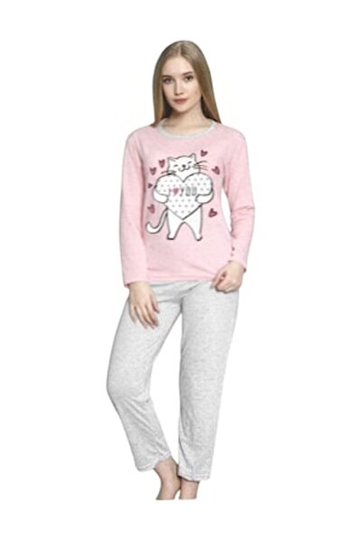 asma - Women's Pajama Set (Long-Sleeve Top & Long Pants), Pink, L