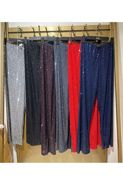 MODAGK Sequined Elastic Waist Casual Trousers - Light Grey