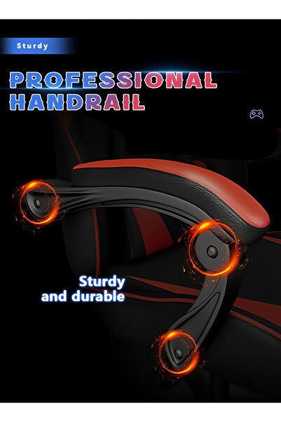 Zeno Gaming Chair, Black&Red Leather, High Back Ergonomic Design, 360°Swivel+Height Adjust+Footrest