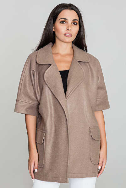 Figl Palton elegant de damă cu buzunare, culoare mocha, pentru toamnă și iarnă, mărimea M587 Universal