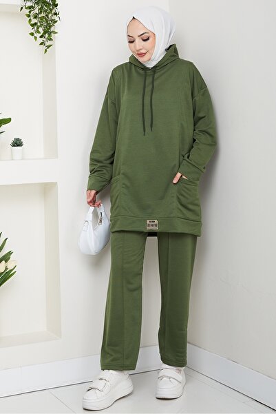 Bestenur Double Pocket Hooded Double Suit 1663 - Green