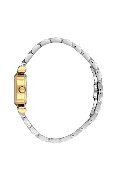 Daniel Klein Women's Pillow Case White Dial Stone Silver Gold Metal Cord Wristwatch