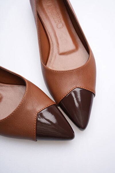 MARCHEO Margaret Women's Bitter Brown Patent Leather Ballerina Shoes