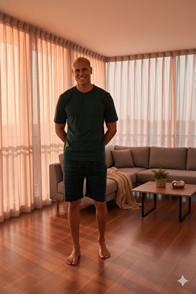 KLY New Season Men's Crew Neck Luxury Design Shorts Pajama Set