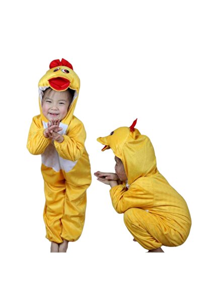 Toybox Kids Duck Costume Jumpsuit with Hood, Animal Fancy Dress for Kids Party Outfit, Size XL(8-10 Years)